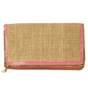 Stella McCartney Straw Raffia Fold Over Clutch